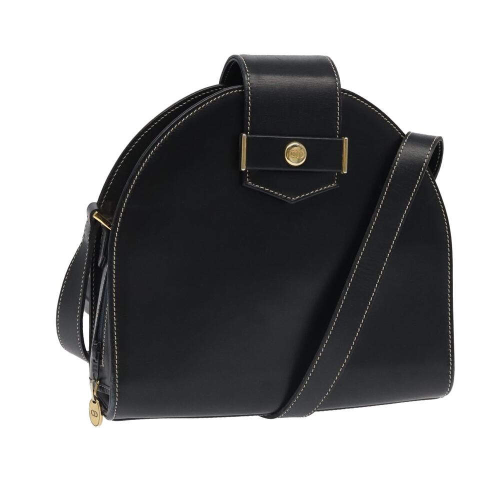 DIOR Shoulder Bag Leather Black Gold